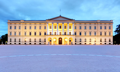 Fototapeta na wymiar Royal Palace in Oslo at night, Norway