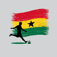 Soccer Player action with Republic of Ghana flag on background