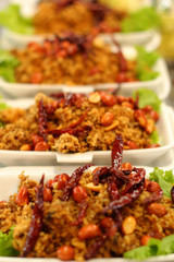 Fried catfish fillet with herbs - food Thailand.