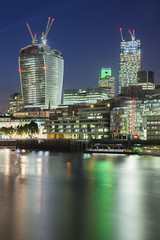 City of London and Thames River At Night