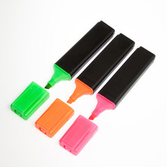 Multicolored highlighters. Isolated on white background