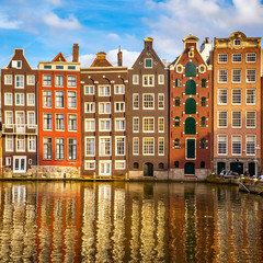 Naklejka premium Old buildings in Amsterdam