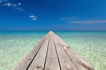 wooden pier stretching into the ocean