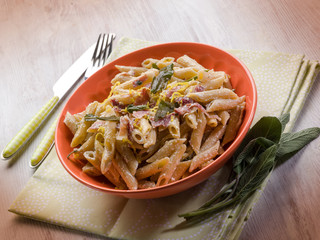 pasta with speck sage and cream sauce