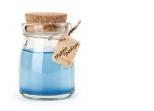 Blue Magic Potion Isolated On White