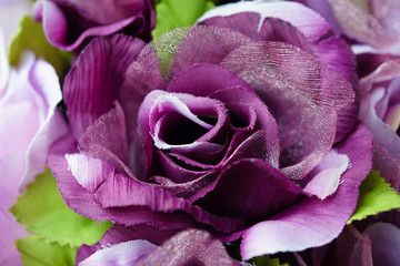 Close up of Colorful Artificial Fabric Flowers