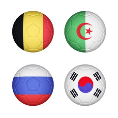 Set 4 of soccer balls mapping with country flags