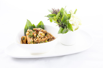 Thai cuisine spicy pork salad