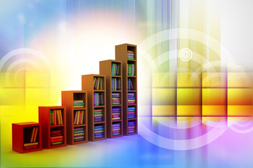 books on a wooden shelf