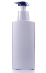 bottle of skin care product on white background