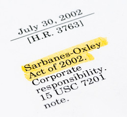 Sarbanes-Oxley Act of 2002, highlighted in the legal document