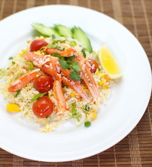 Asian style fried rice with crab and vegetable