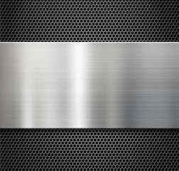 steel metal plate over comb grate background - obrazy, fototapety, plakaty