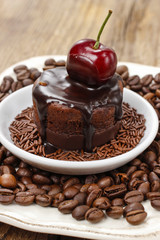 Chocolate cake with cherries
