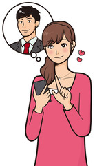 スマホでメールする女性