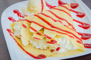 Strawberry crepe dessert