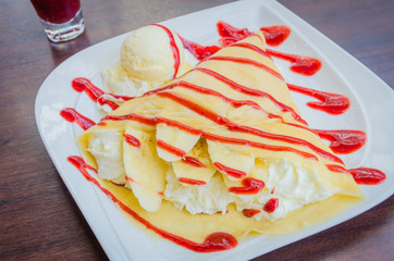 Strawberry crepe dessert