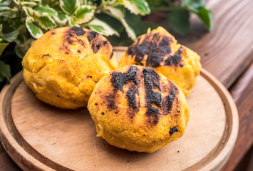 Bulz, romanian grilled polenta with cheese