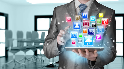 Business man using tablet PC