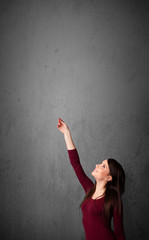 Woman gesturing with copy space