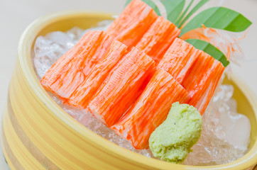 Stick crab sashimi