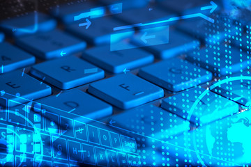 Keyboard with glowing icons