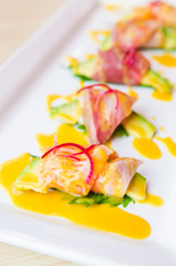 Sashimi avocado japanese food