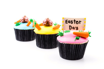 Easter cupcakes isolated white background