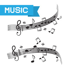 Music - Staff and Notes Vector Illustration