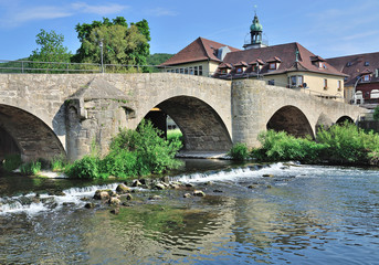 Fototapeta premium Werrabrücke von 1534 in Obermassfeld bei Meiningen