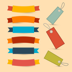 Colorful Retro Ribbons, Labels Set