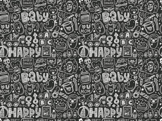 seamless doodle baby pattern