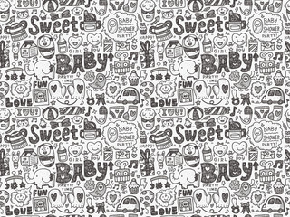 seamless doodle baby pattern