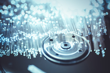 web, plate of chips with fiber optic lights