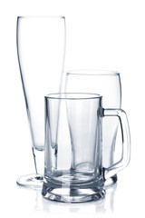 Empty beer glass set