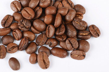 The coffee beans isolated on white