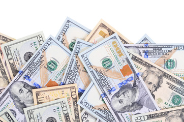 Dollar banknotes  isolated on white background