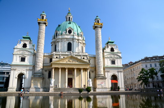 Beautiful view of famous Karlskirche in VIenna