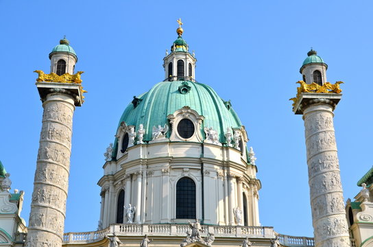 Beautiful view of famous Karlskirche in VIenna