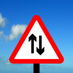 Two-way traffic straight ahead