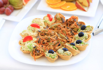 catering table set service with silverware and glass