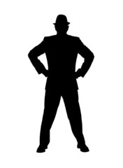 Silhouette of a Man With Hands on Hips