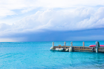 Perfect beach pier at caribbean island in Turks and Caicos