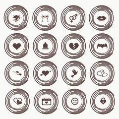 Set valentine's day icons, love on the Internet symbols