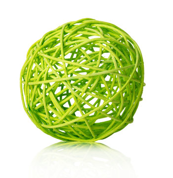 light green ball of yarn on the white background