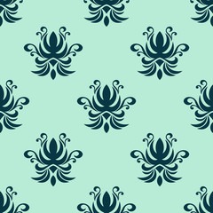 Fototapeta na wymiar Cyan floral seamless pattern