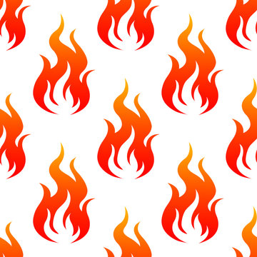 Leaping fiery flames seamless pattern