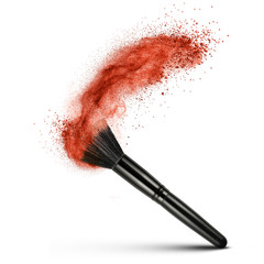 makeup brush with red powder isolated © artjazz