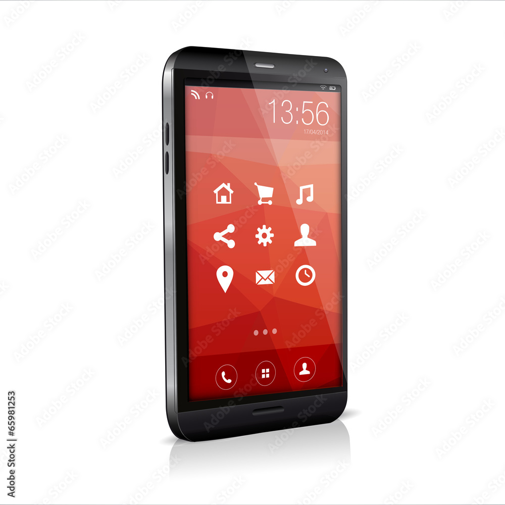 Poster mobile interface app design red