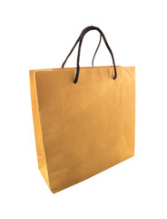 Blank brown paper bag isolated on white background